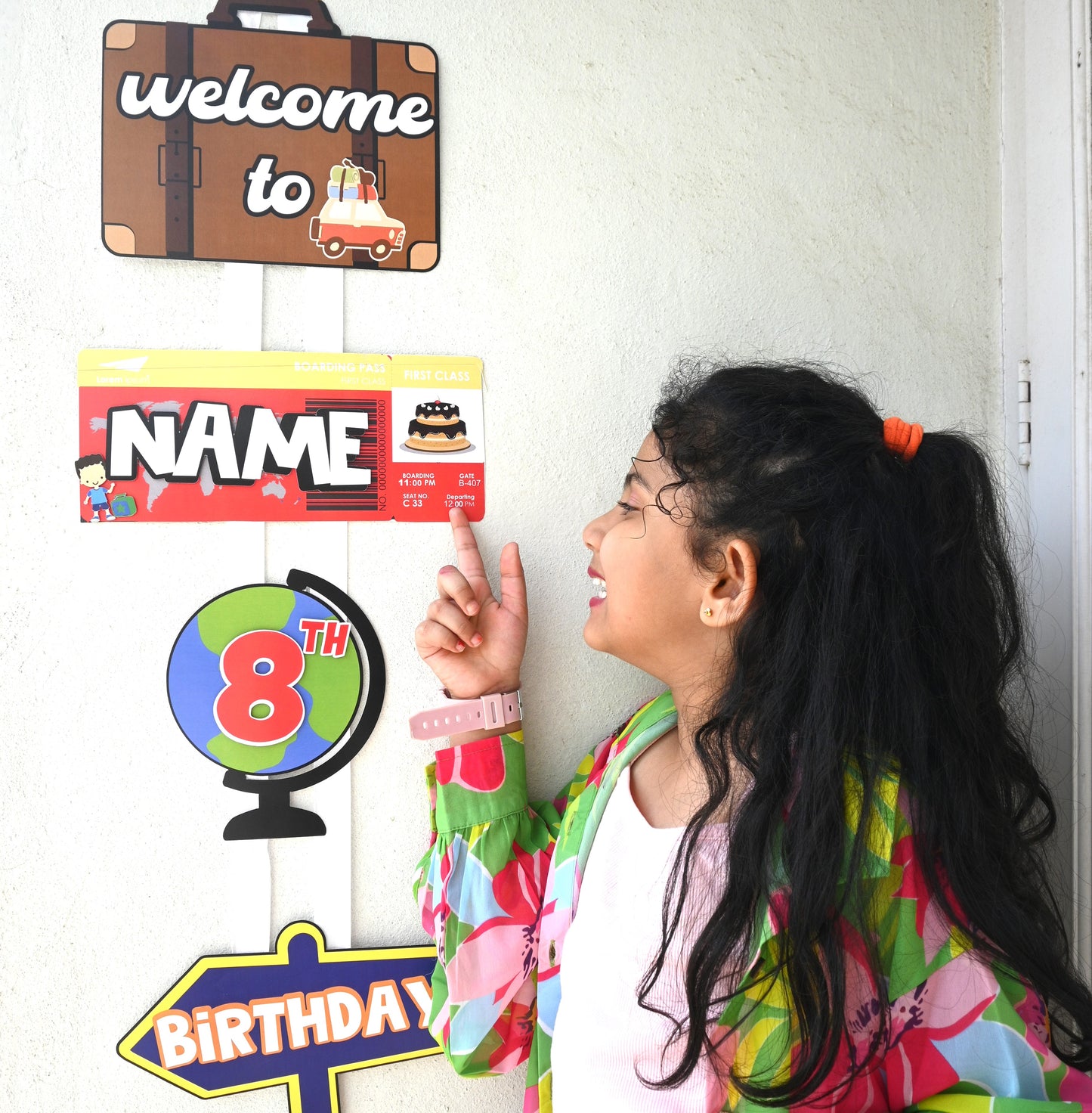 Travel Welcome Banner - Custom Name & Age - Party Decoration