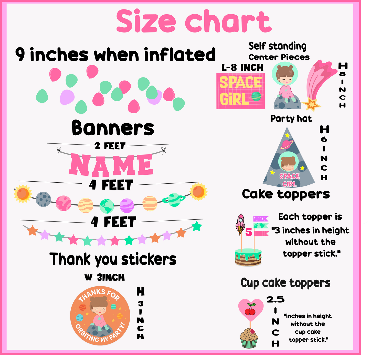 Space Theme Birthday Party Pack for Girls