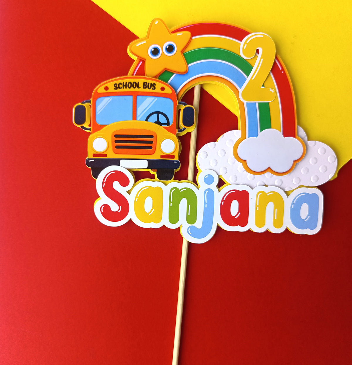 Wheels on the Bus Cake Topper