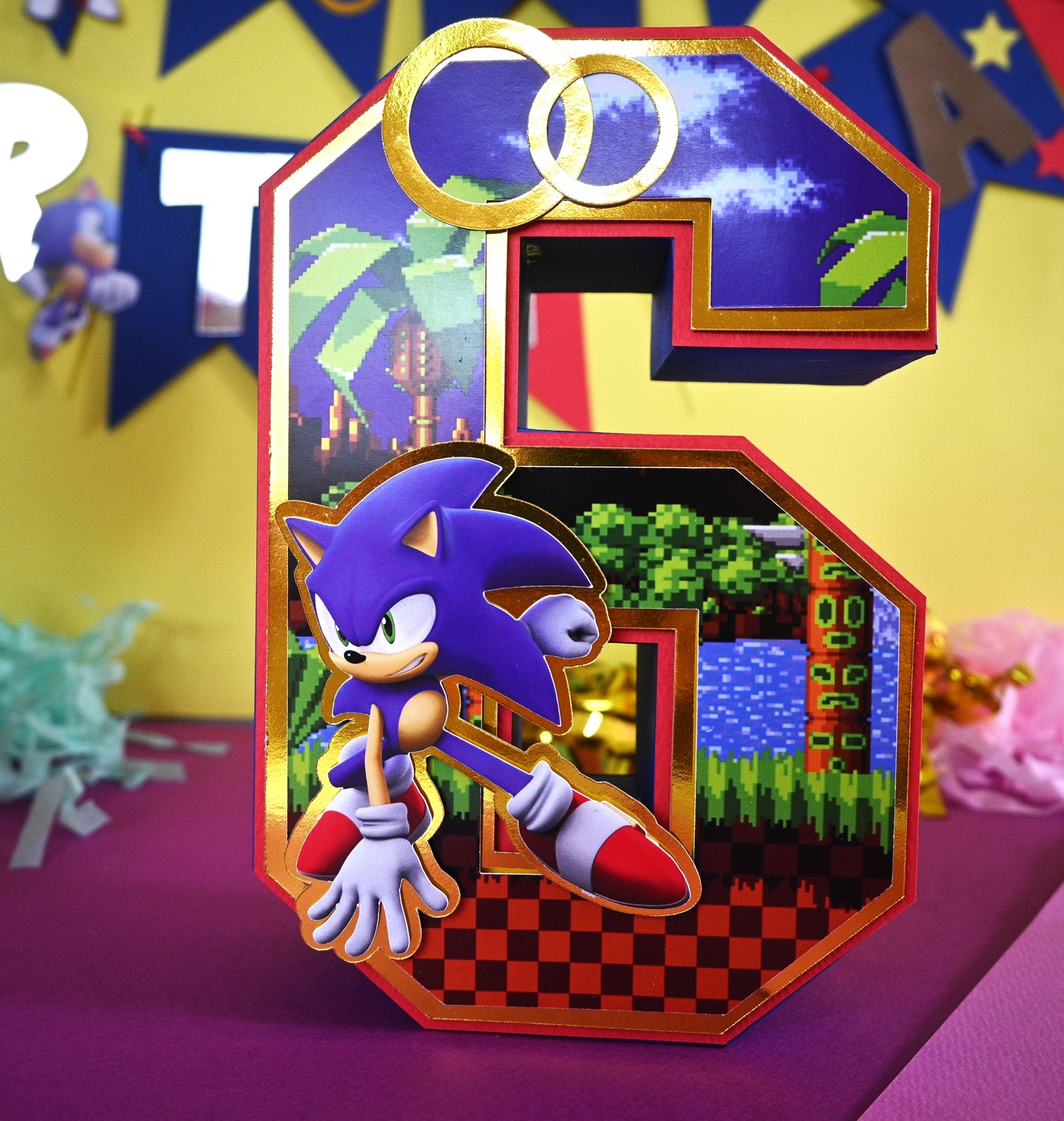 Sonic 3D Letter Birthday Decoration - Customizable with Name or Age