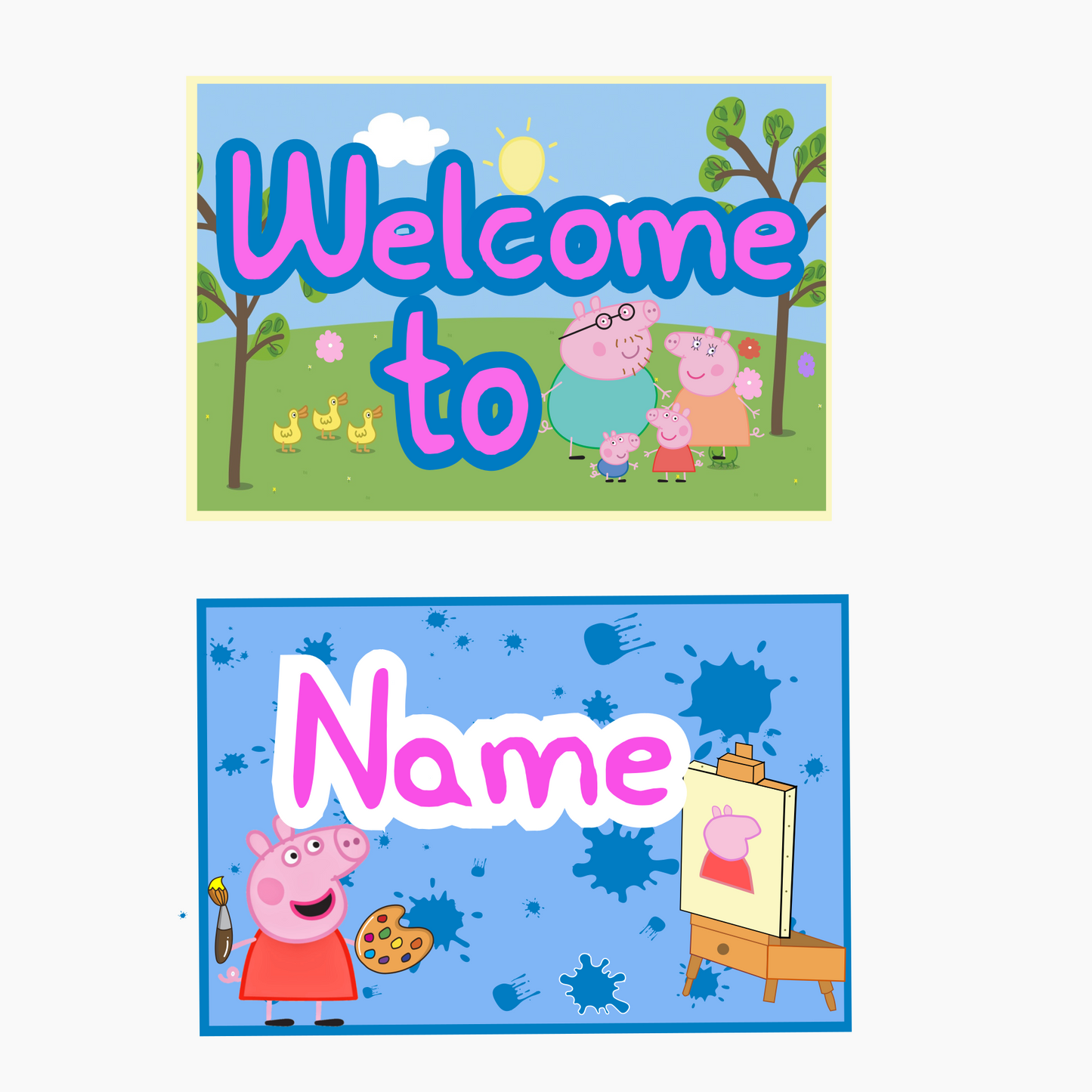 Peppa Pig Welcome Banner - Custom Name & Age - Party Decoration