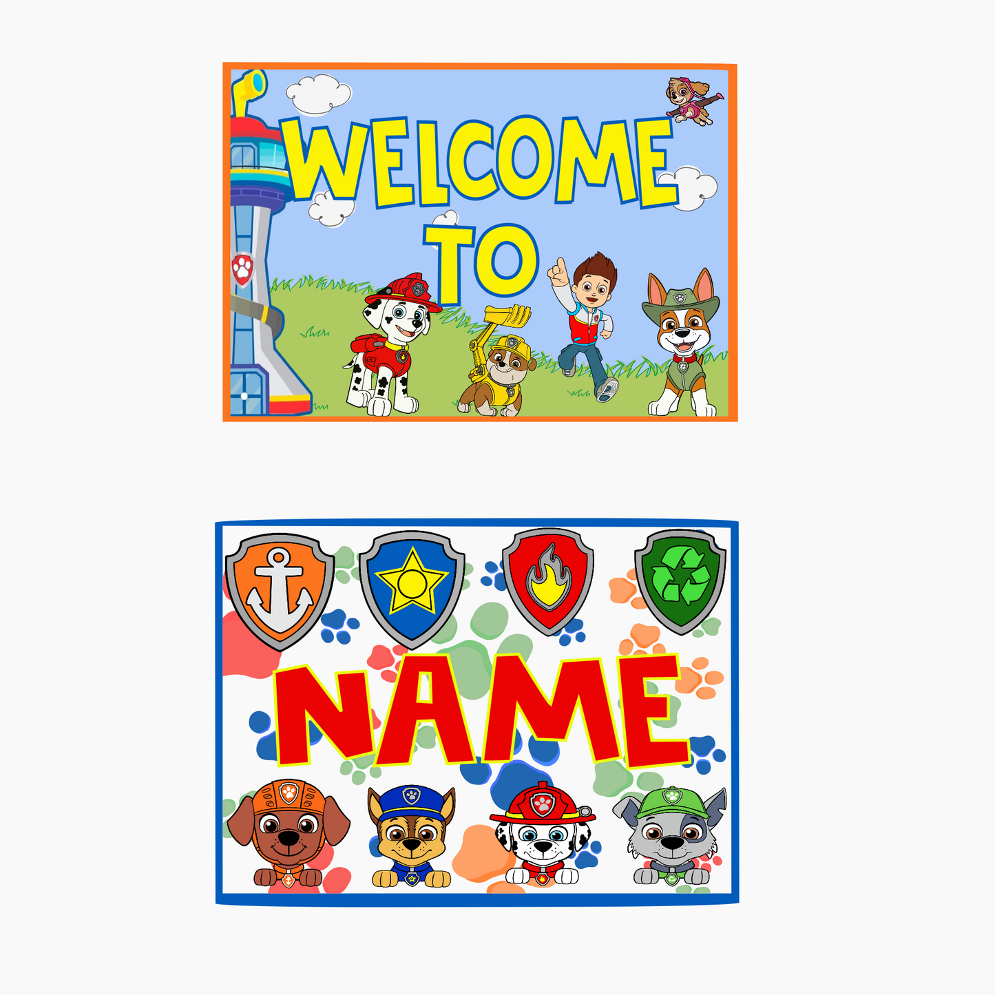 Paw Patrol Welcome Banner - Custom Name & Age - Party Decoration