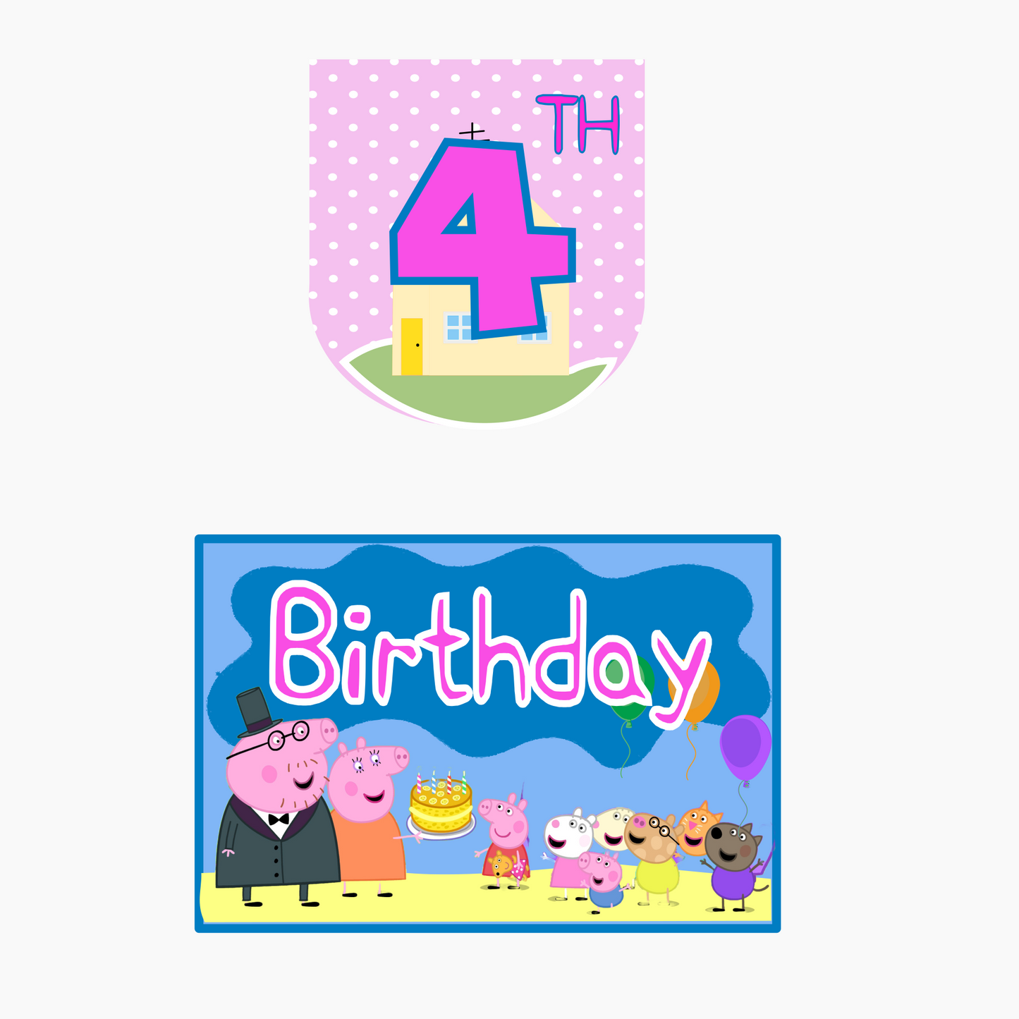 Peppa Pig Welcome Banner - Custom Name & Age - Party Decoration