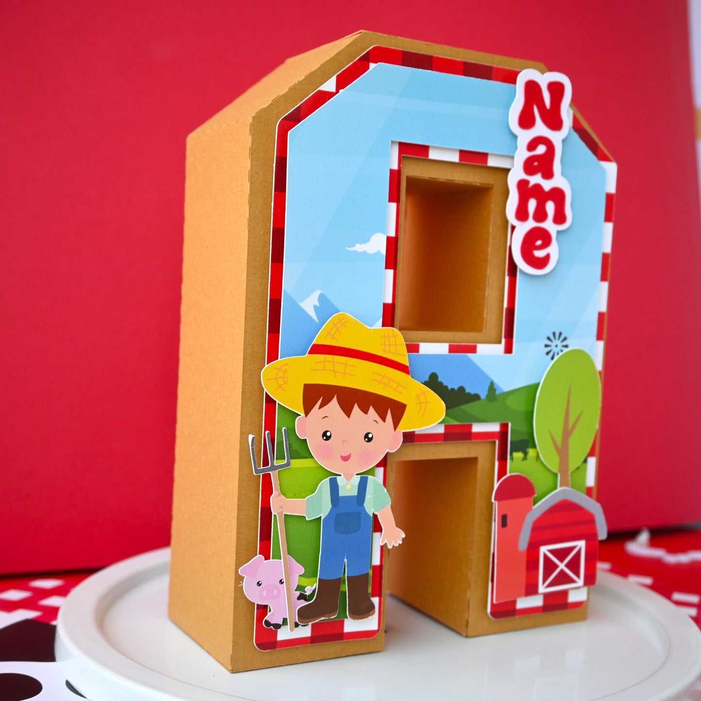 Farm Theme Boy 3D Letter Birthday Decoration - Customizable with Name or Age