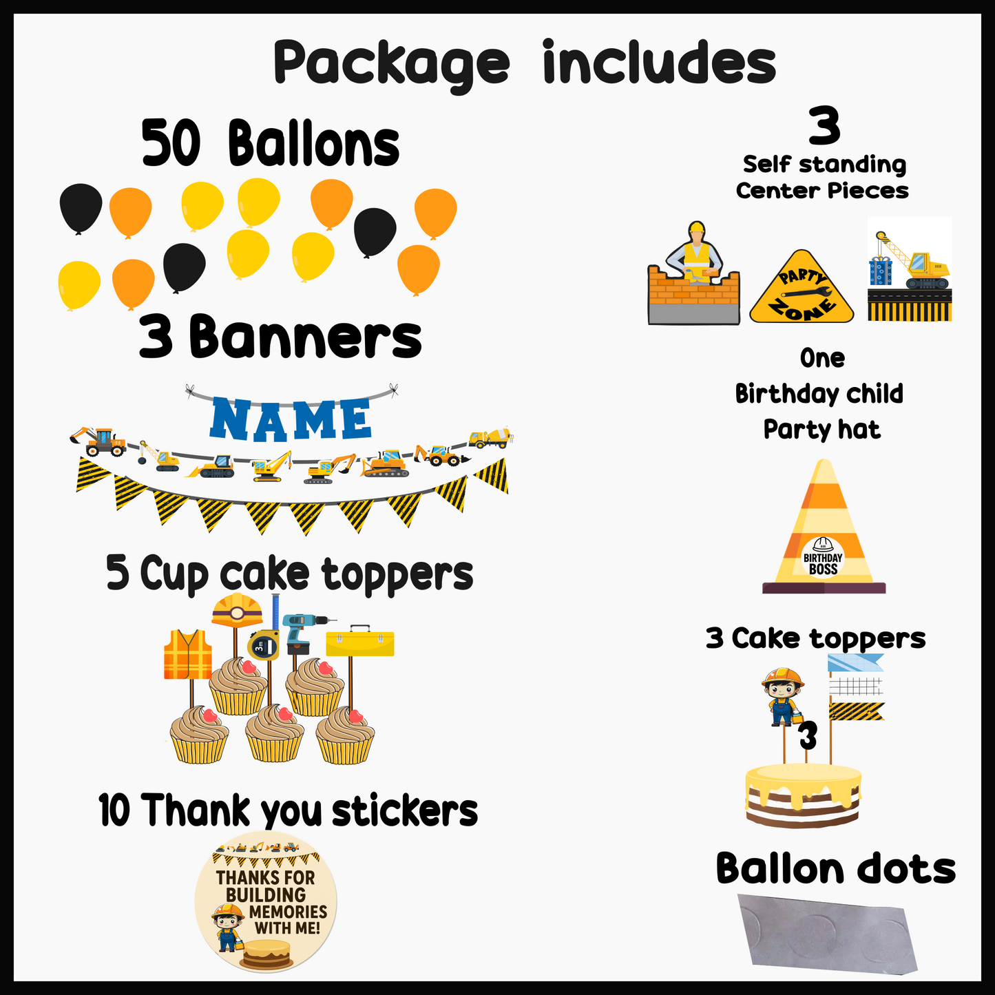 Construction Theme Birthday Party Pack