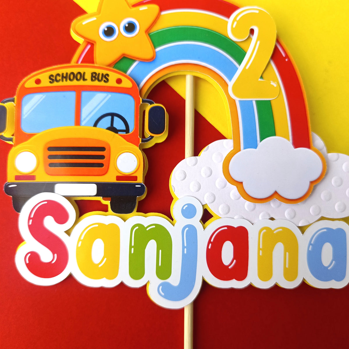 Wheels on the Bus Cake Topper