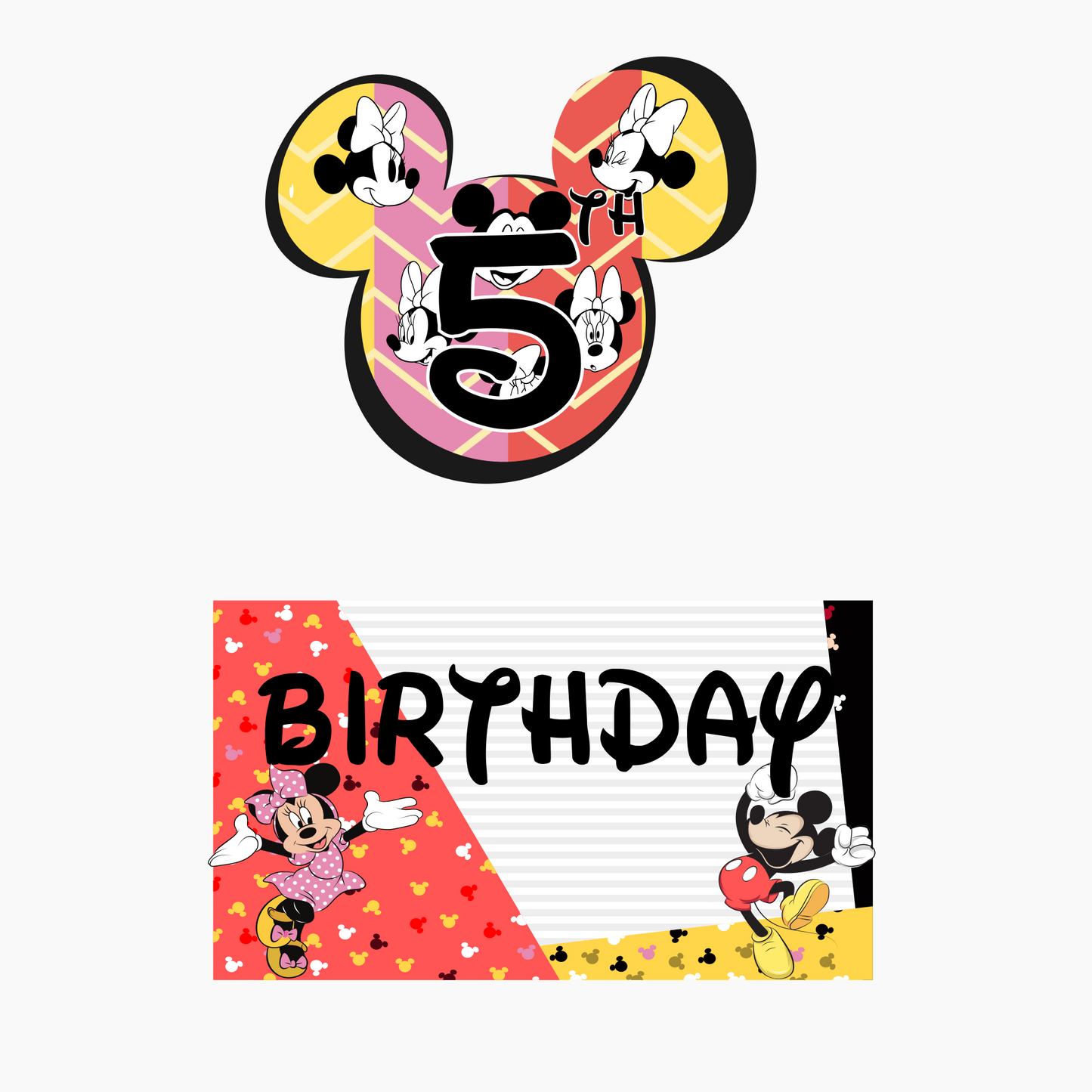 Mickey Mouse Welcome Banner - Custom Name & Age - Party Decoration