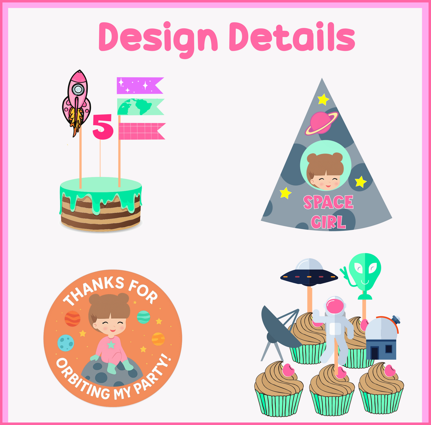 Space Theme Birthday Party Pack for Girls