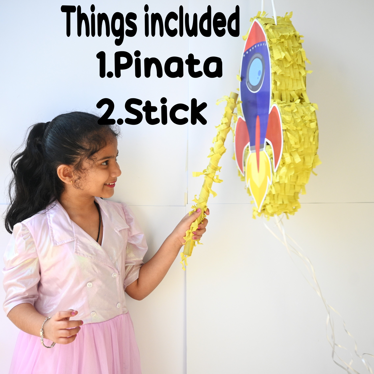Rocket Pull-String Piñata - Semi-Handcrafted Party Decoration