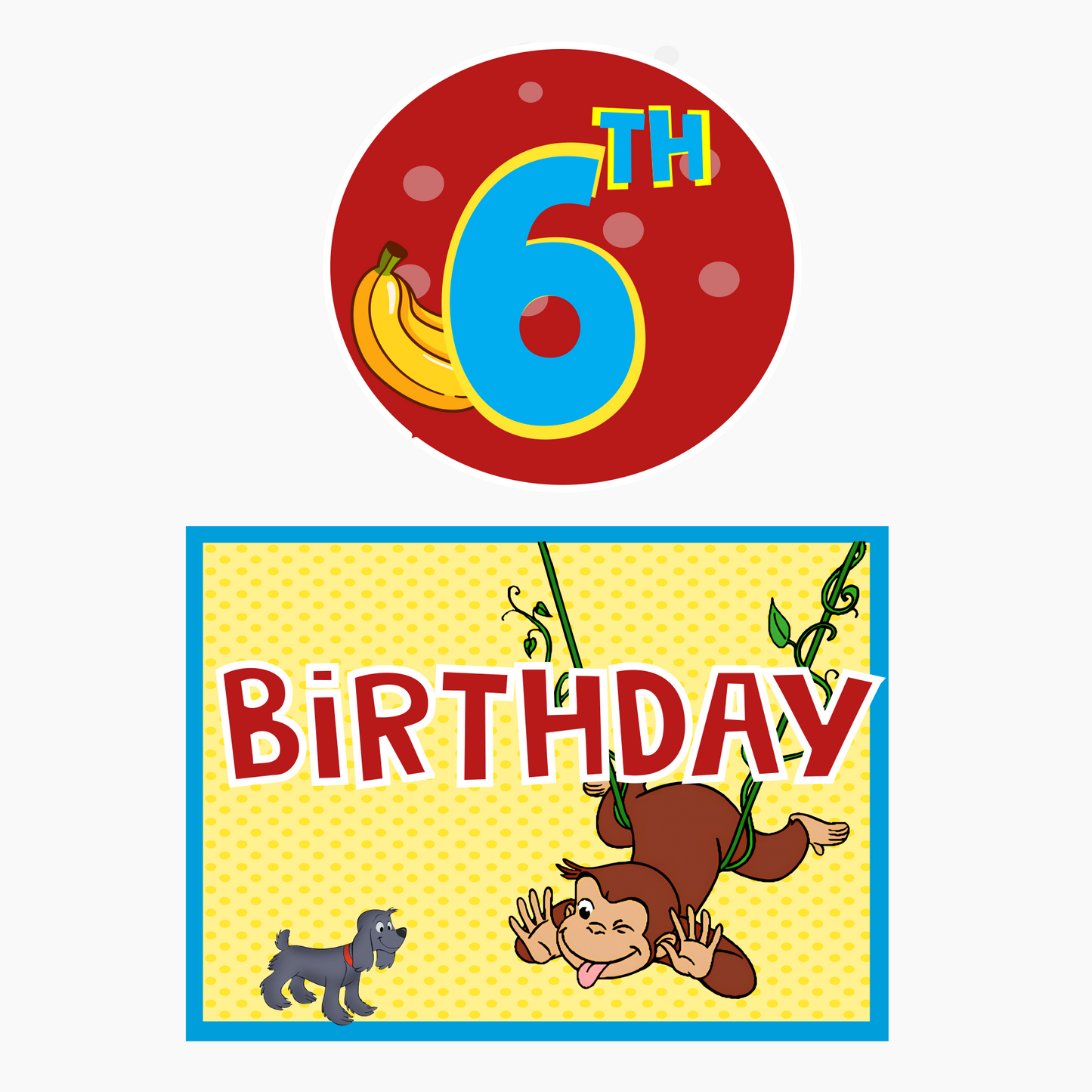 Curious George Welcome Banner - Custom Name & Age - Party Decoration