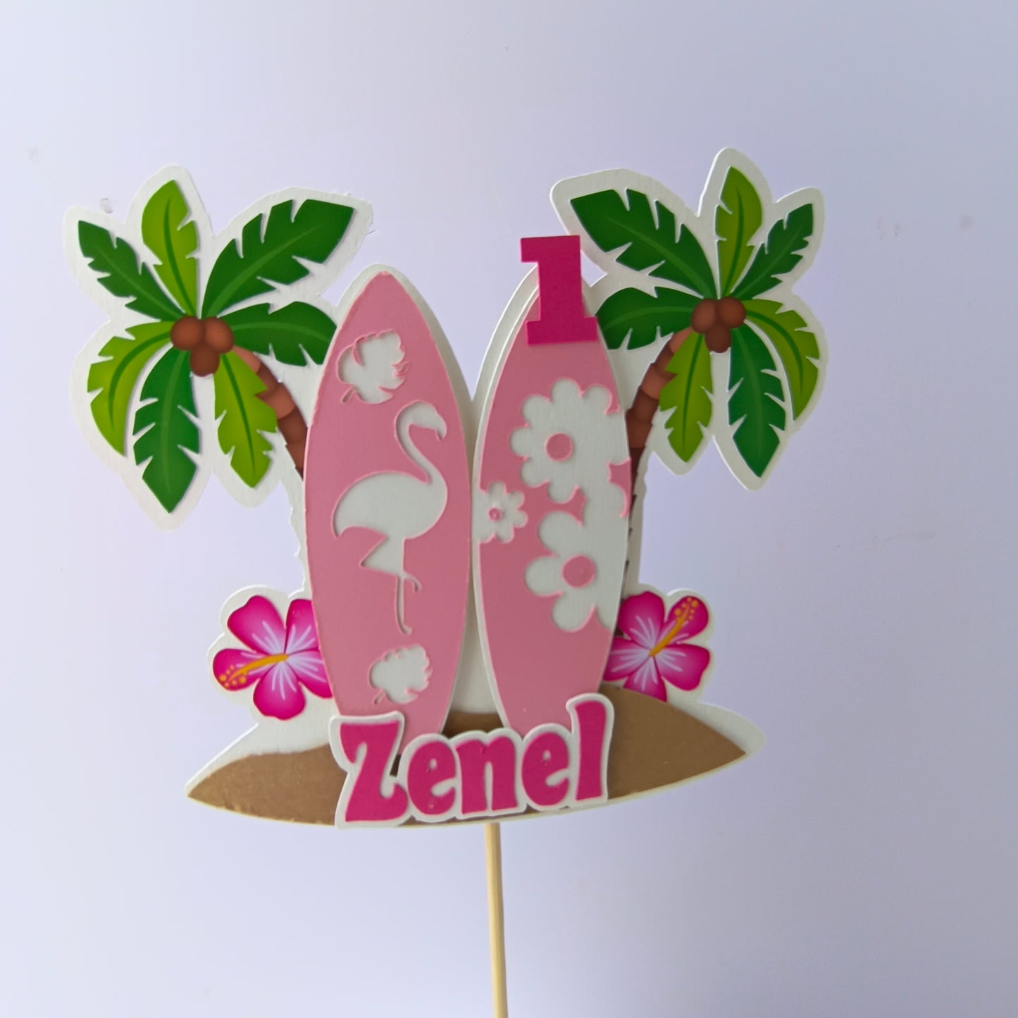 Flamingo Cake Topper – Handcrafted Party Decoration