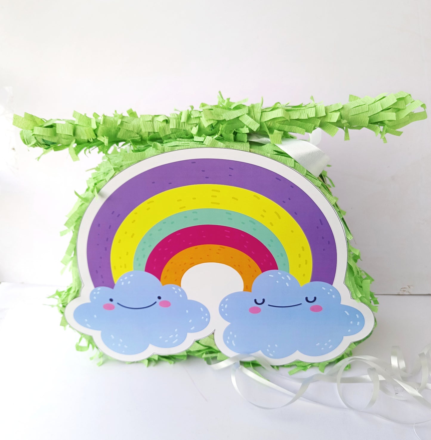 Rainbow Pull-String Piñata - Semi-Handcrafted Party Decoration