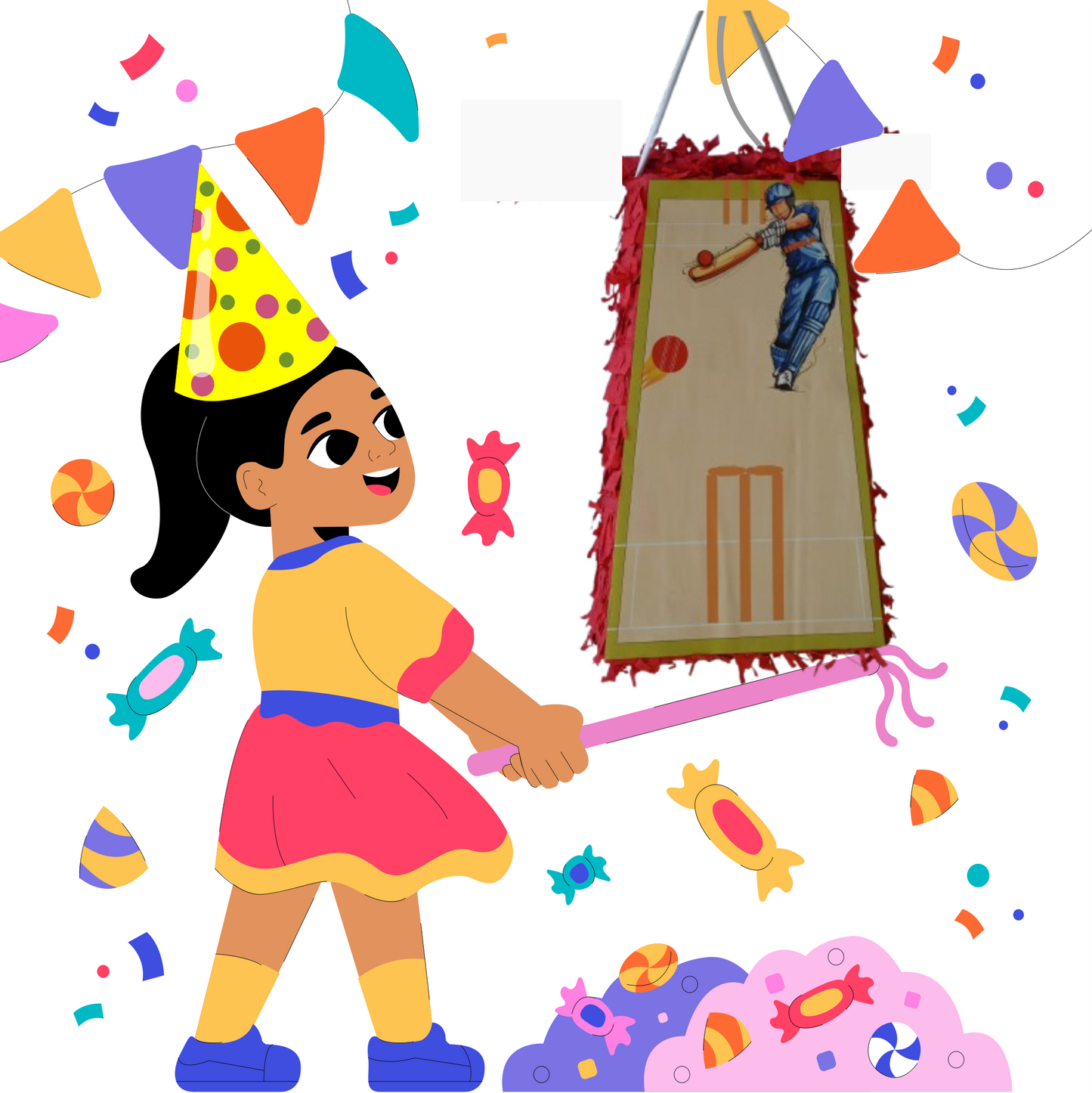 Cricket Pull-String Piñata - Semi-Handcrafted Party Decoration