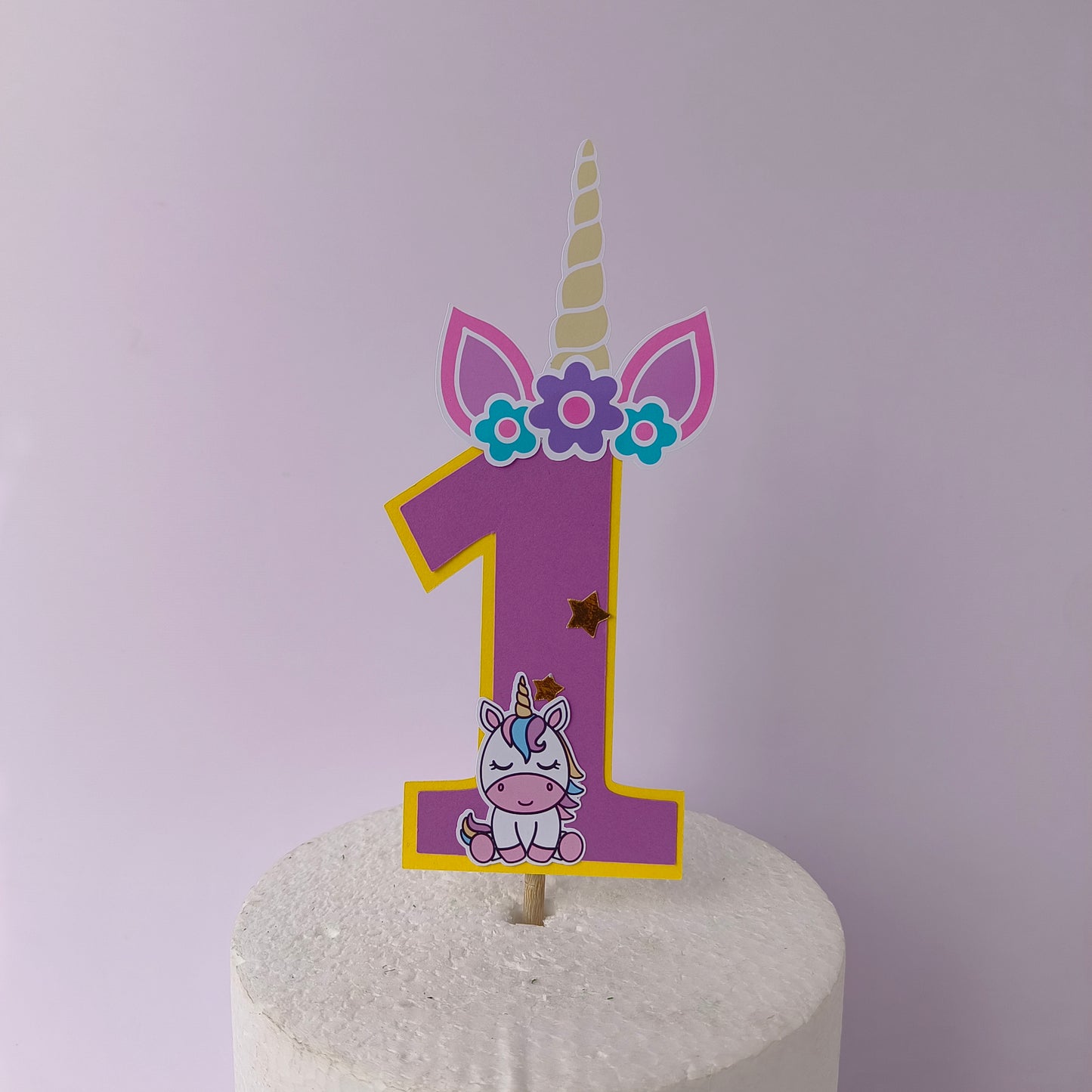 Unicorn High Chair Banner & Cake Topper Set - Handcrafted Party Decoration