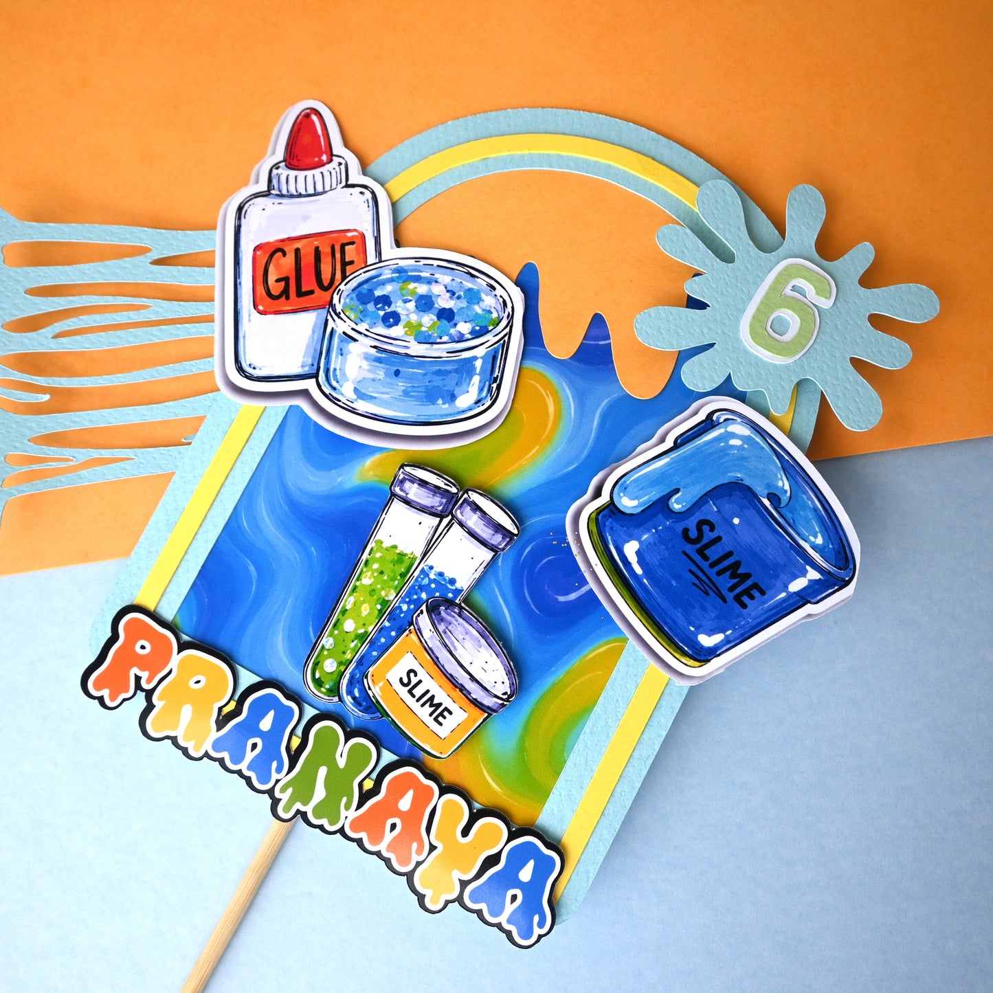 Slime Theme Cake Topper – Handcrafted Party Decoration