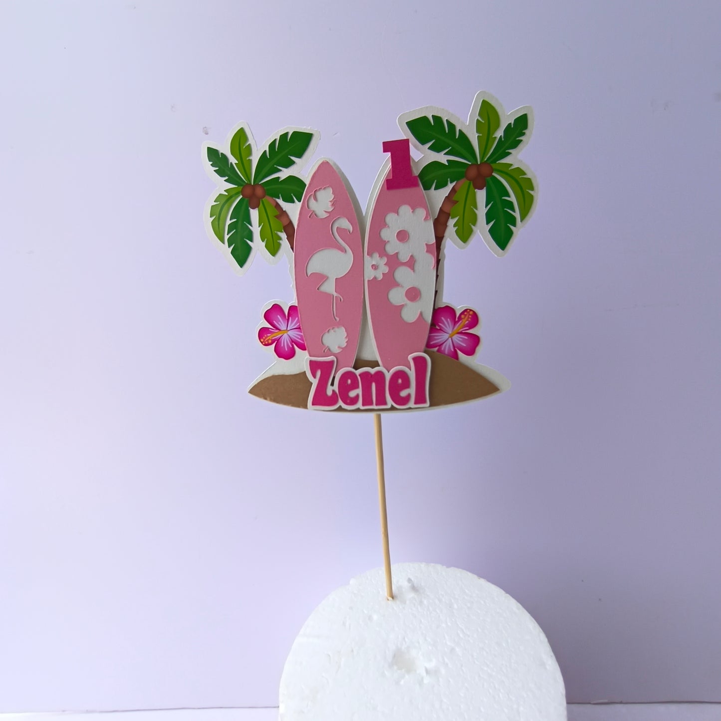 Flamingo Cake Topper – Handcrafted Party Decoration