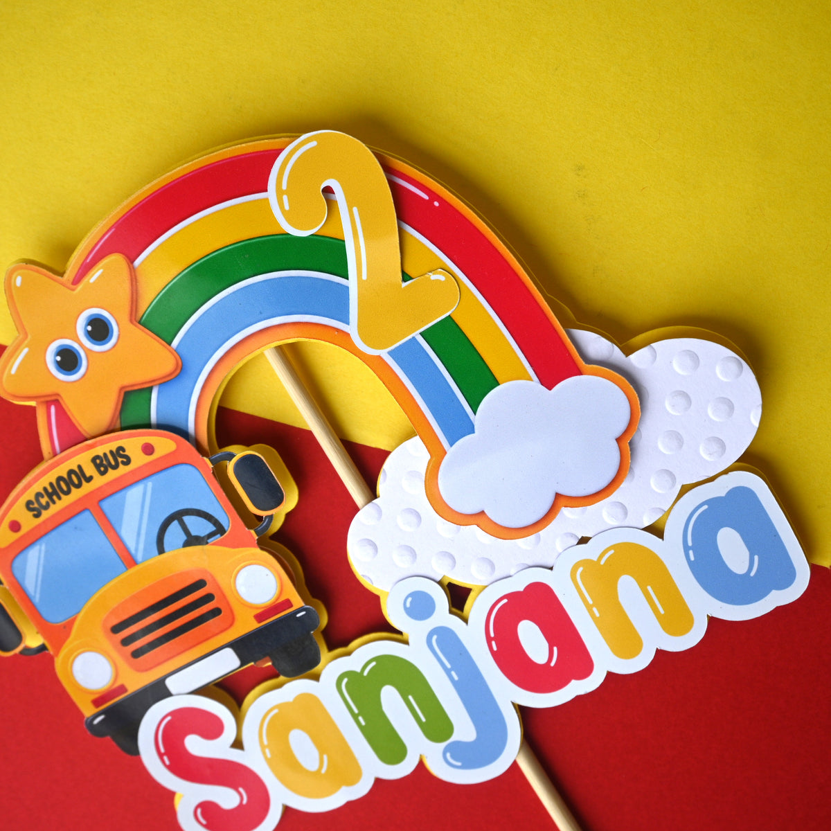 Wheels on the Bus Cake Topper