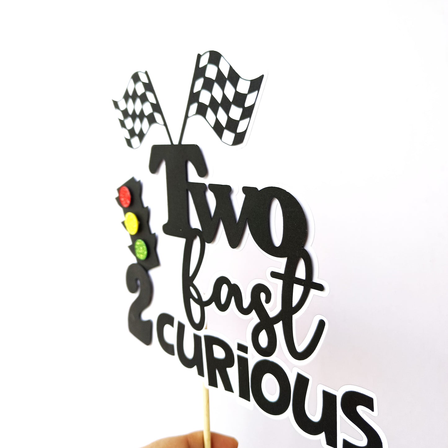 Two Fast 2 Curious Car Cake Topper - Handcrafted Party Decoration