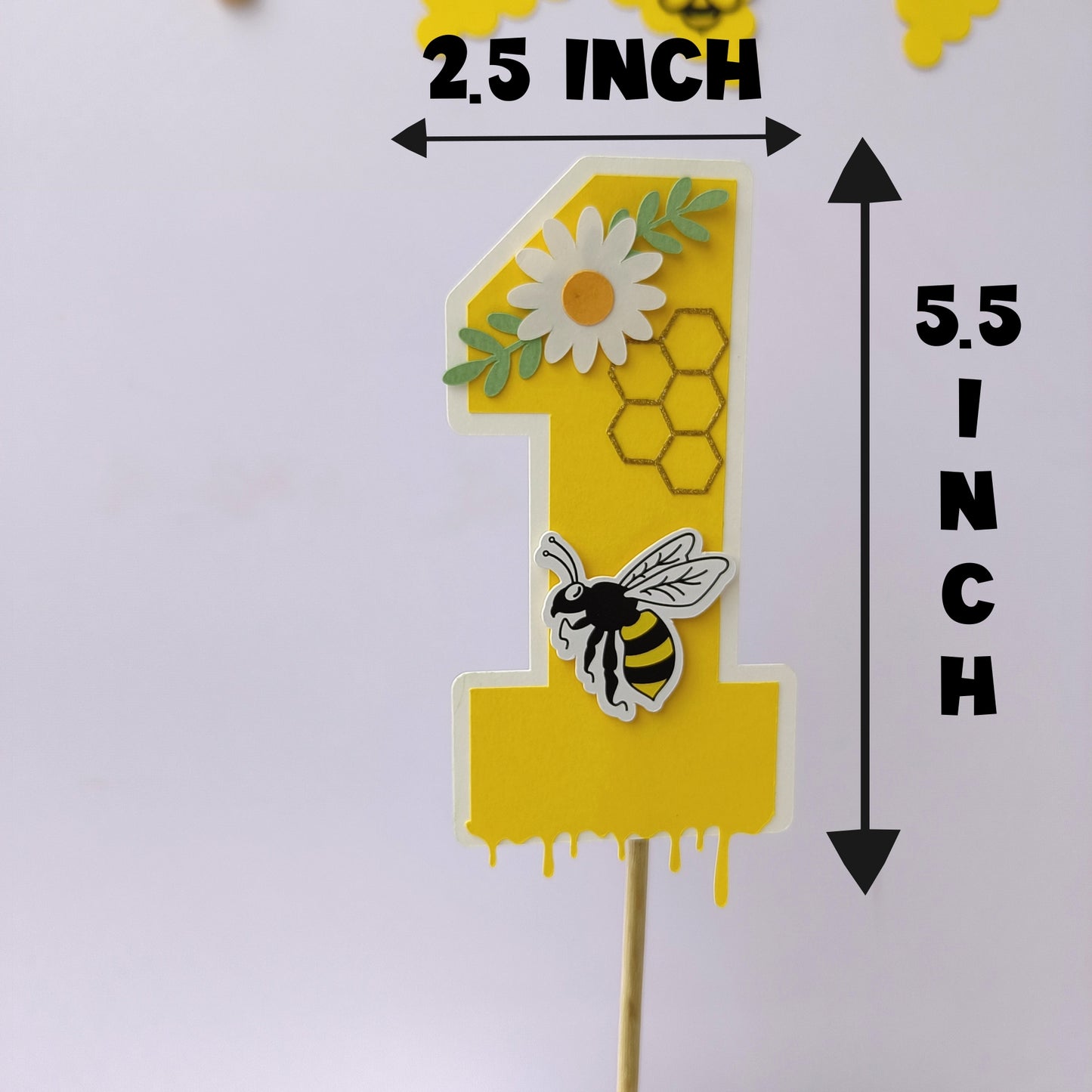 Bee High Chair Banner & Cake Topper Set - Handcrafted Party Decoration
