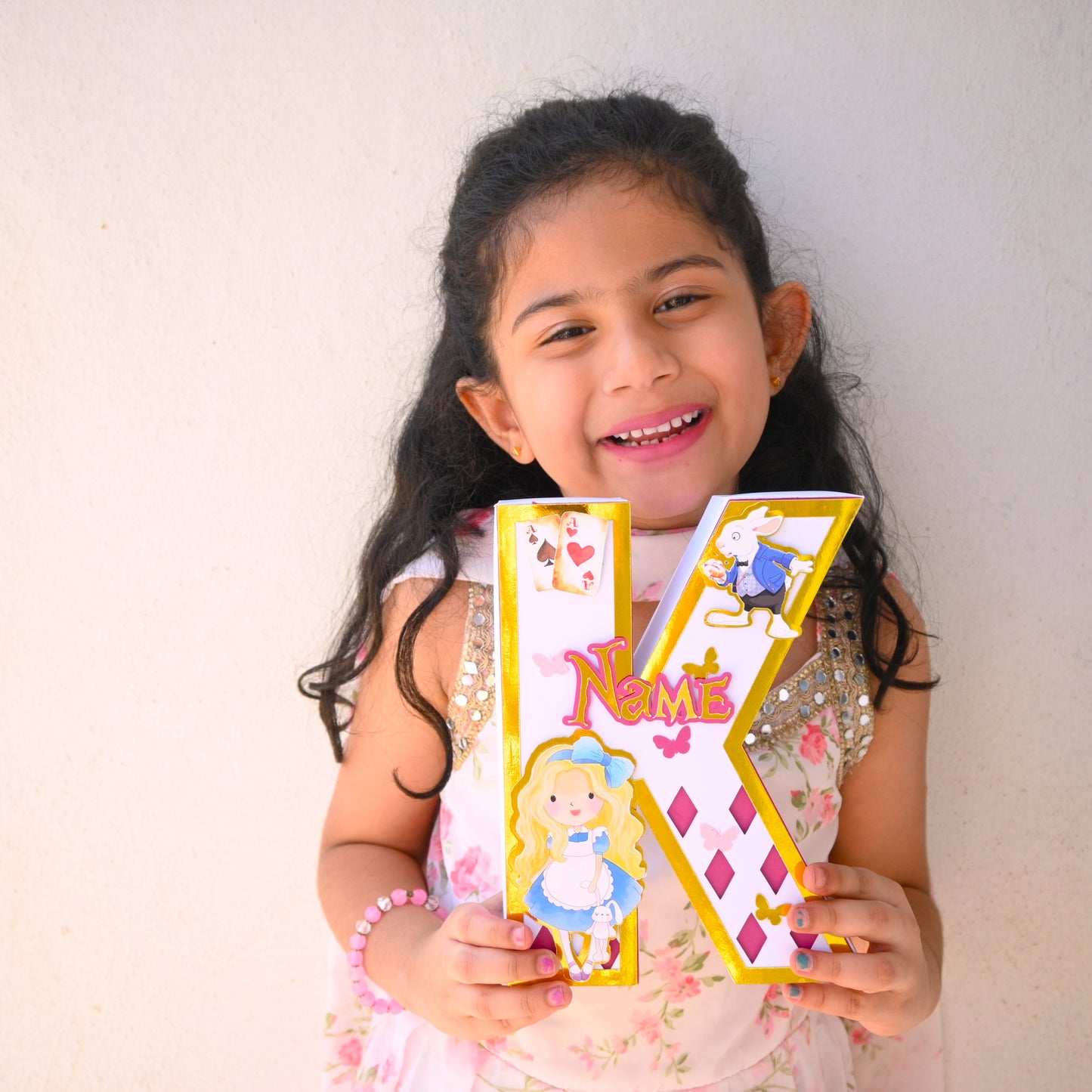 Alice in Wonderland 3D Letter Birthday Decoration - Customizable Name or Age Number