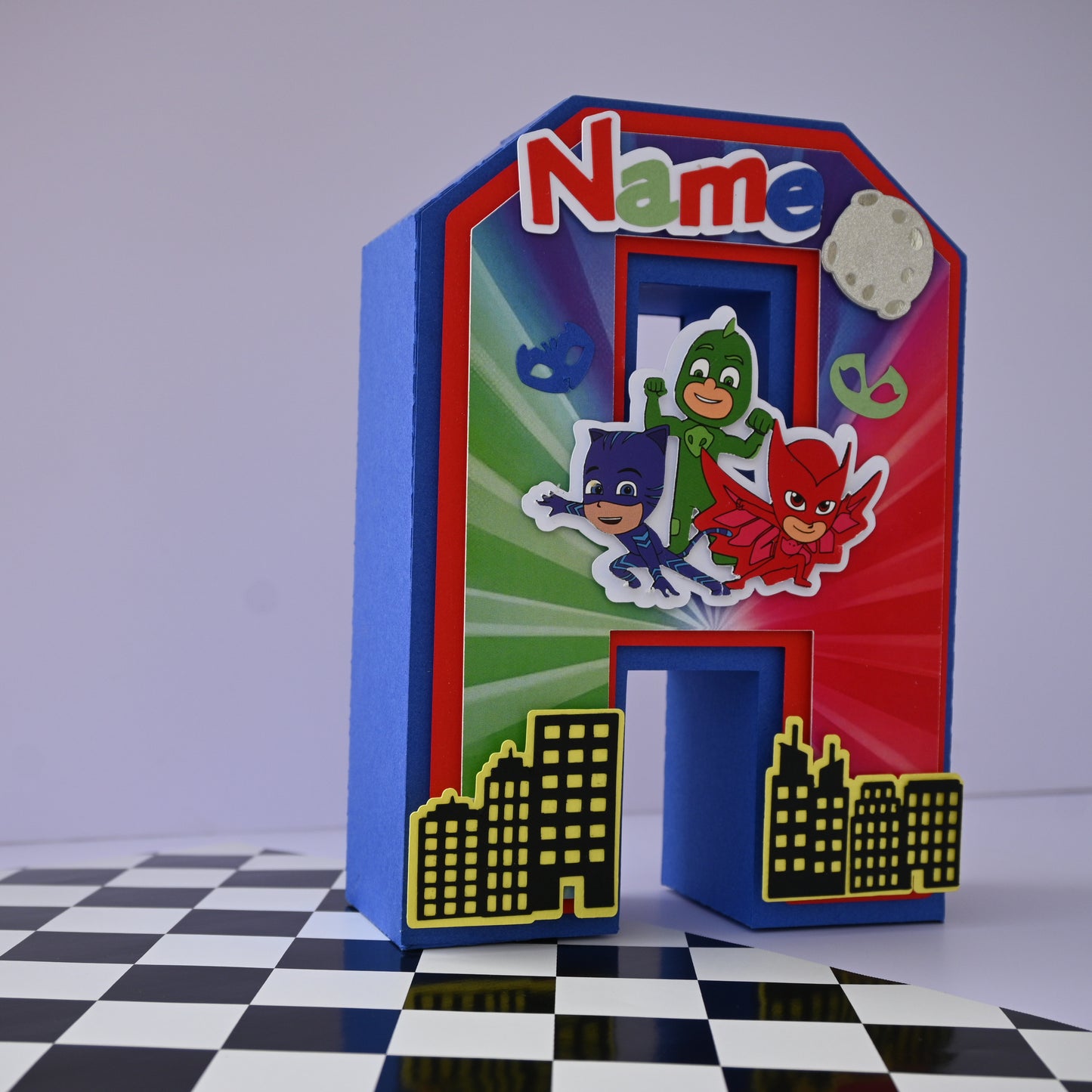 PJ Masks 3D Letter Birthday Decoration - Customizable with Name or Age