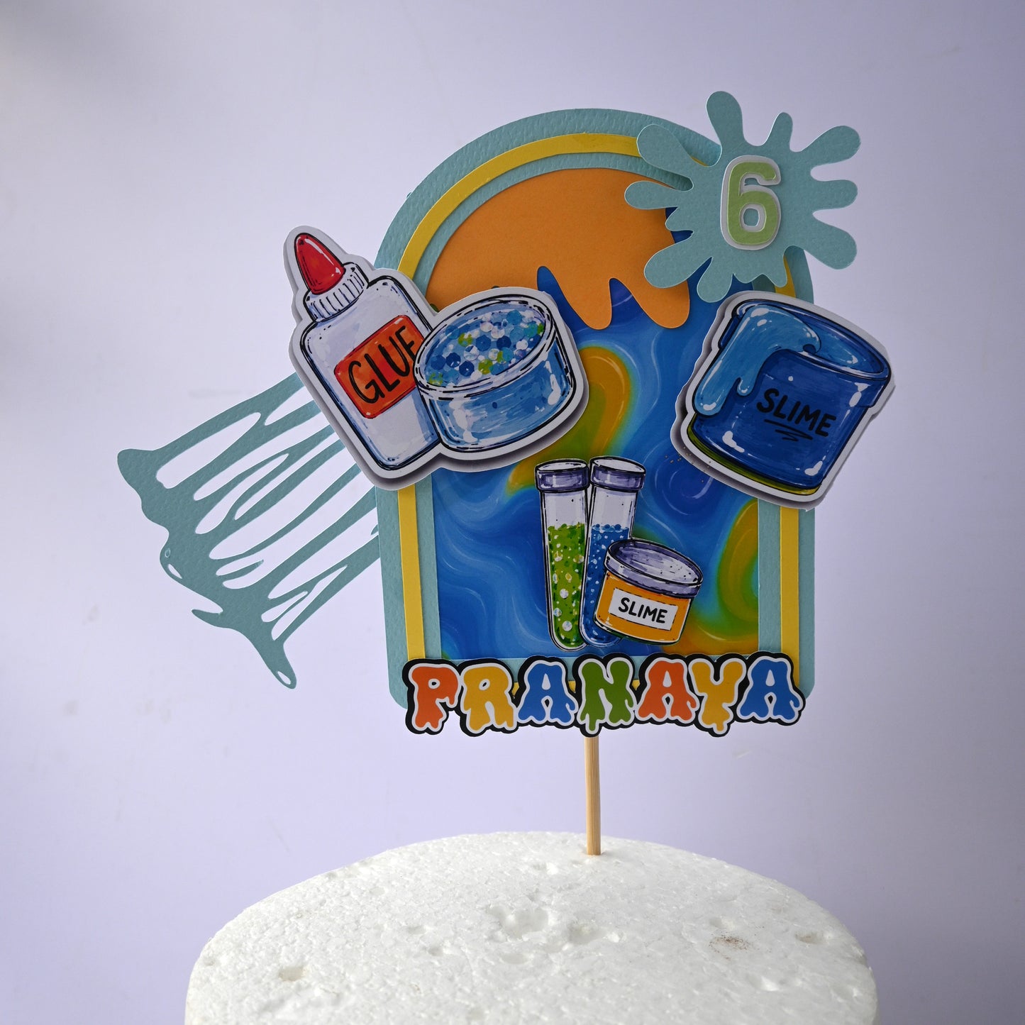 Slime Theme Cake Topper – Handcrafted Party Decoration