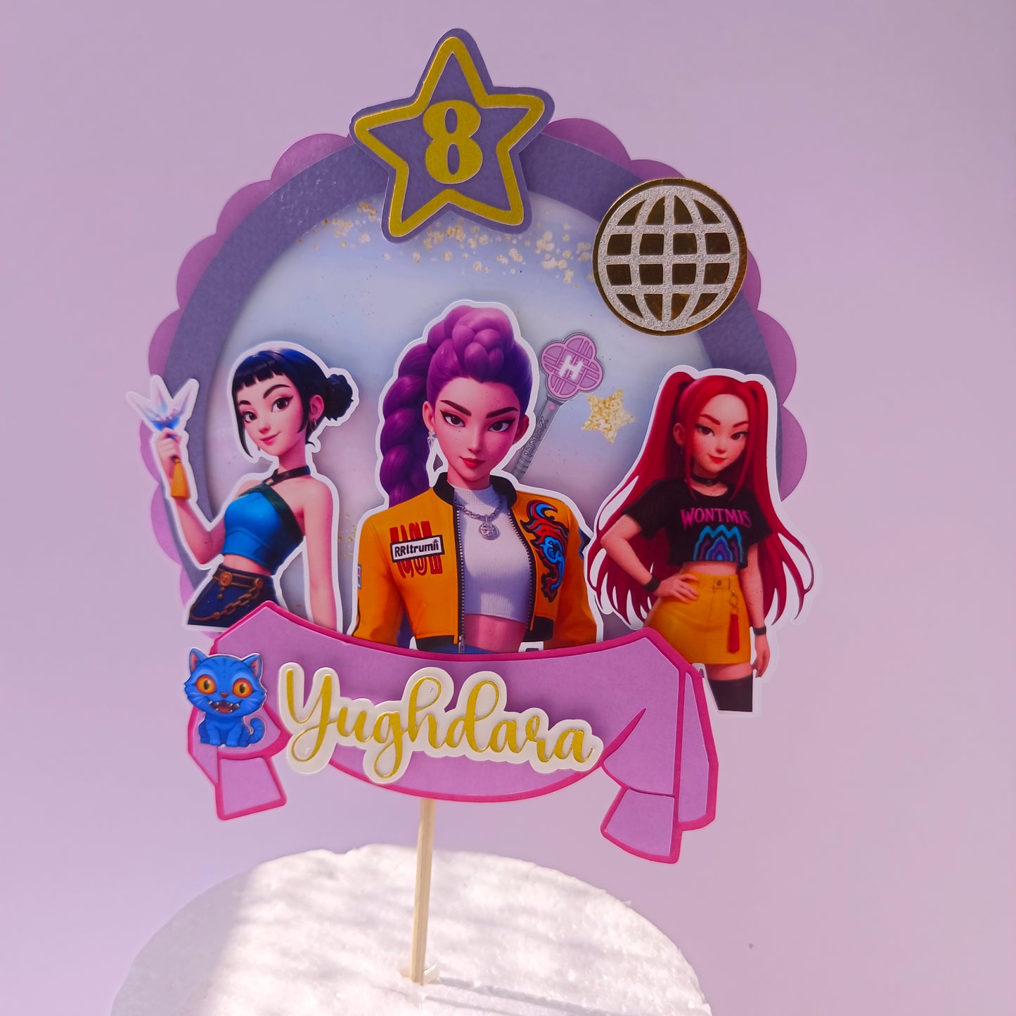K-Pop Cake Topper - Custom Name & Age - Handcrafted Party Decoration