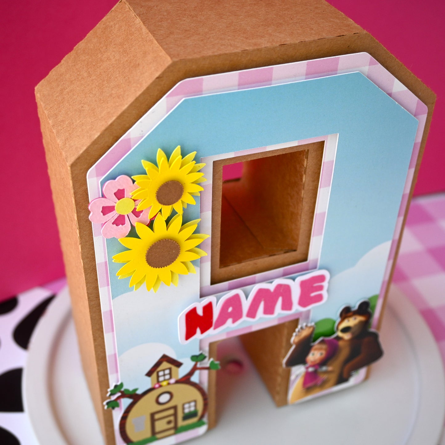 Masha and the Bear 3D Letter Birthday Decoration - Customizable with Name or Age