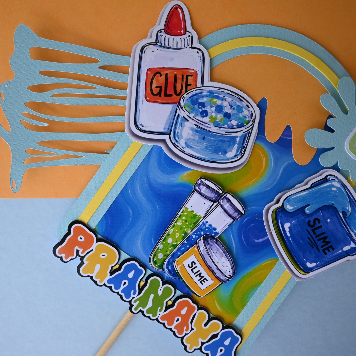 Slime Theme Cake Topper – Handcrafted Party Decoration