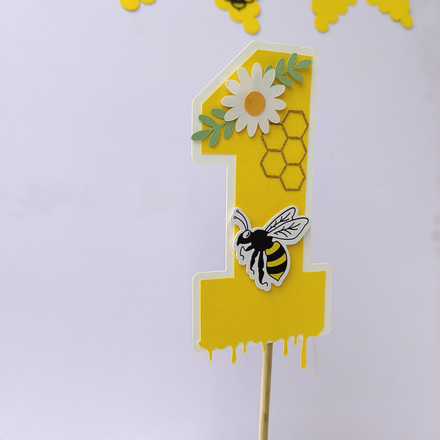 Bee High Chair Banner & Cake Topper Set - Handcrafted Party Decoration