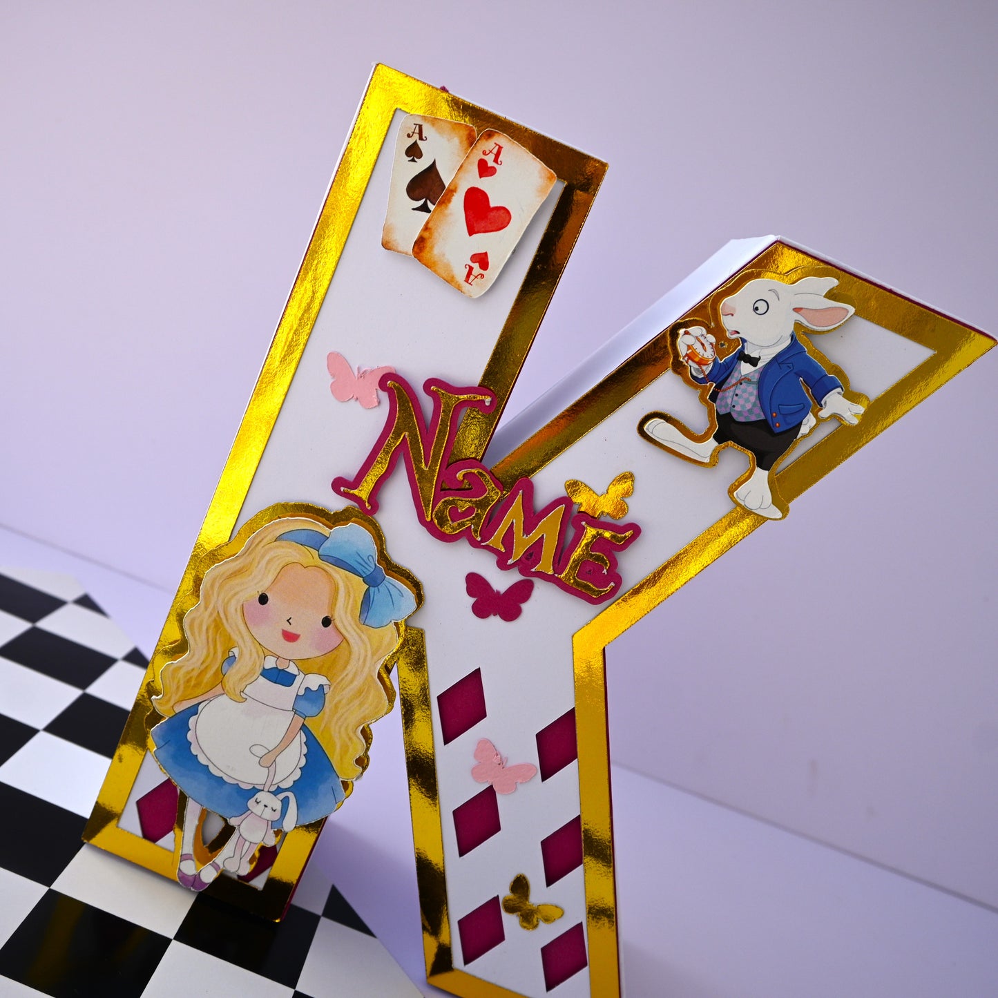 Alice in Wonderland 3D Letter Birthday Decoration - Customizable Name or Age Number