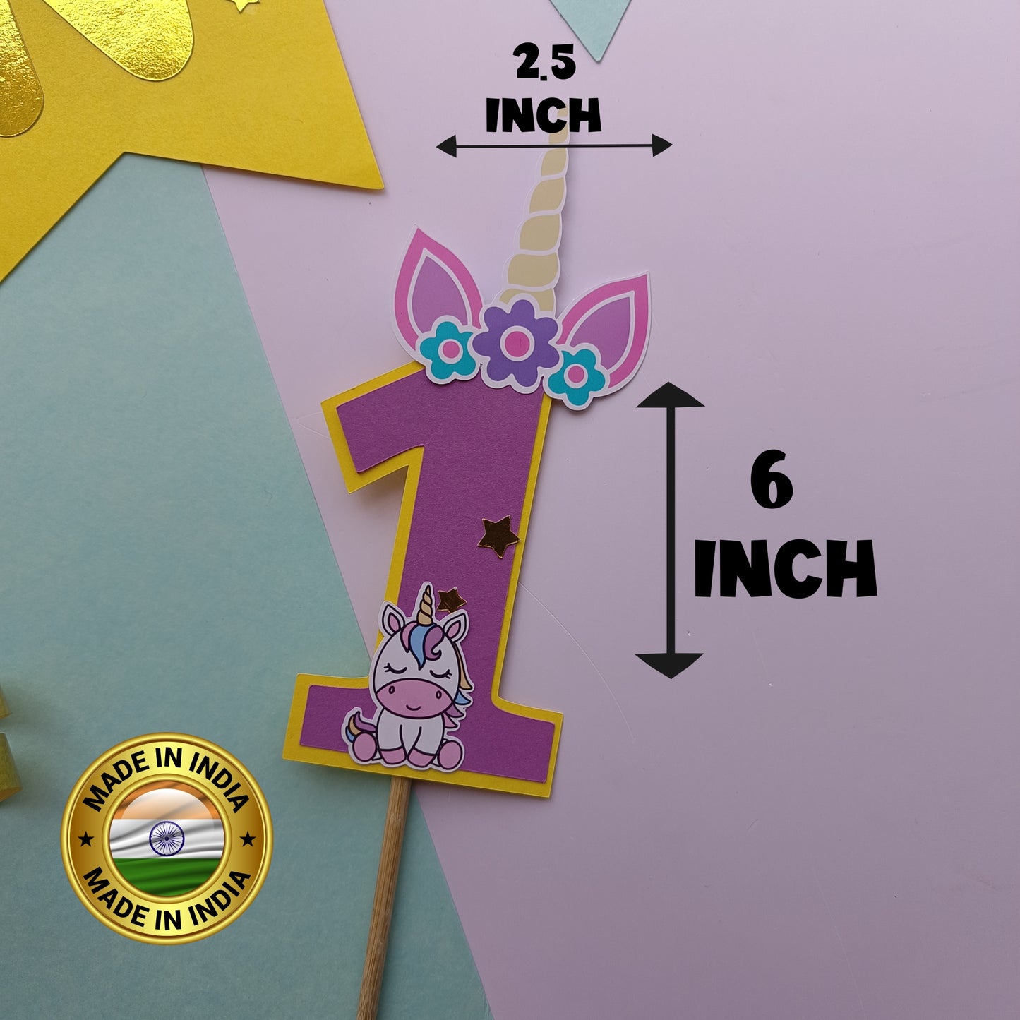 Unicorn High Chair Banner & Cake Topper Set - Handcrafted Party Decoration