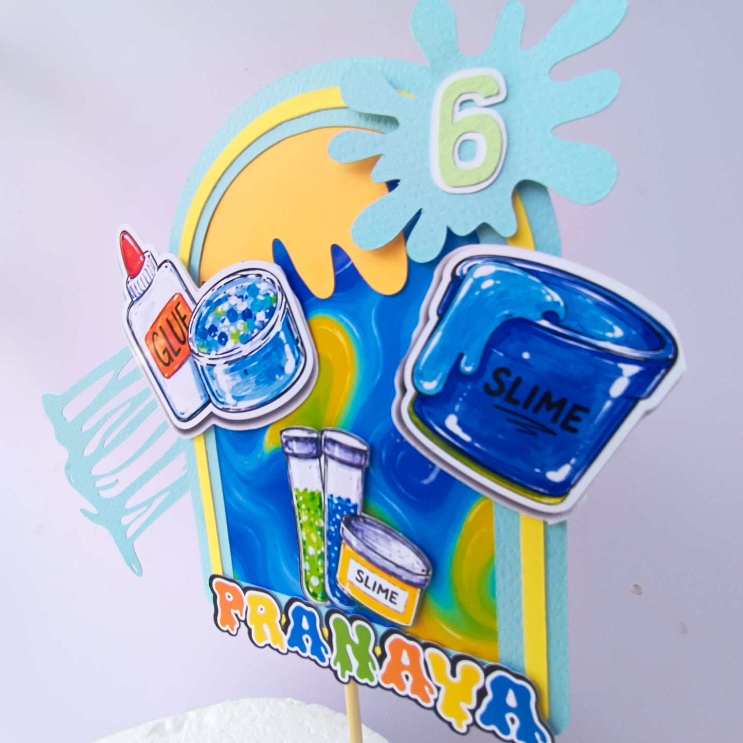 Slime Theme Cake Topper – Handcrafted Party Decoration