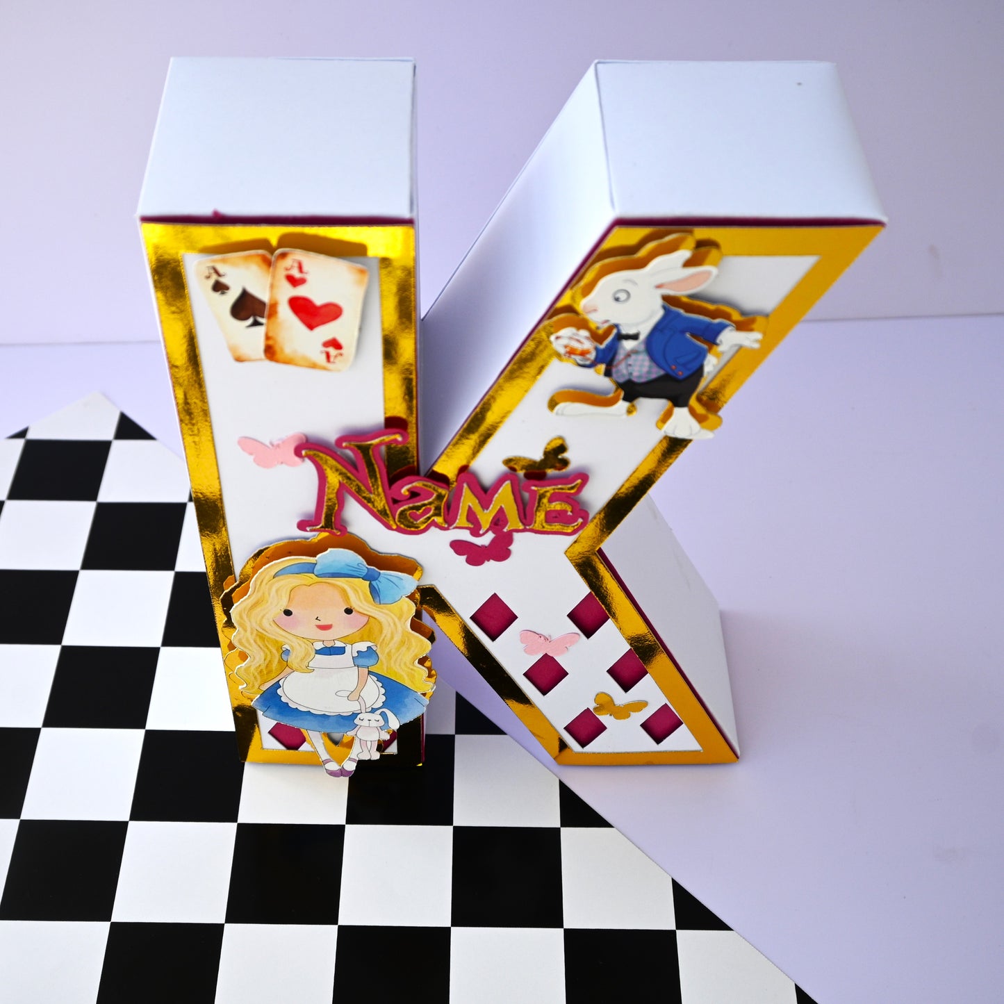Alice in Wonderland 3D Letter Birthday Decoration - Customizable Name or Age Number
