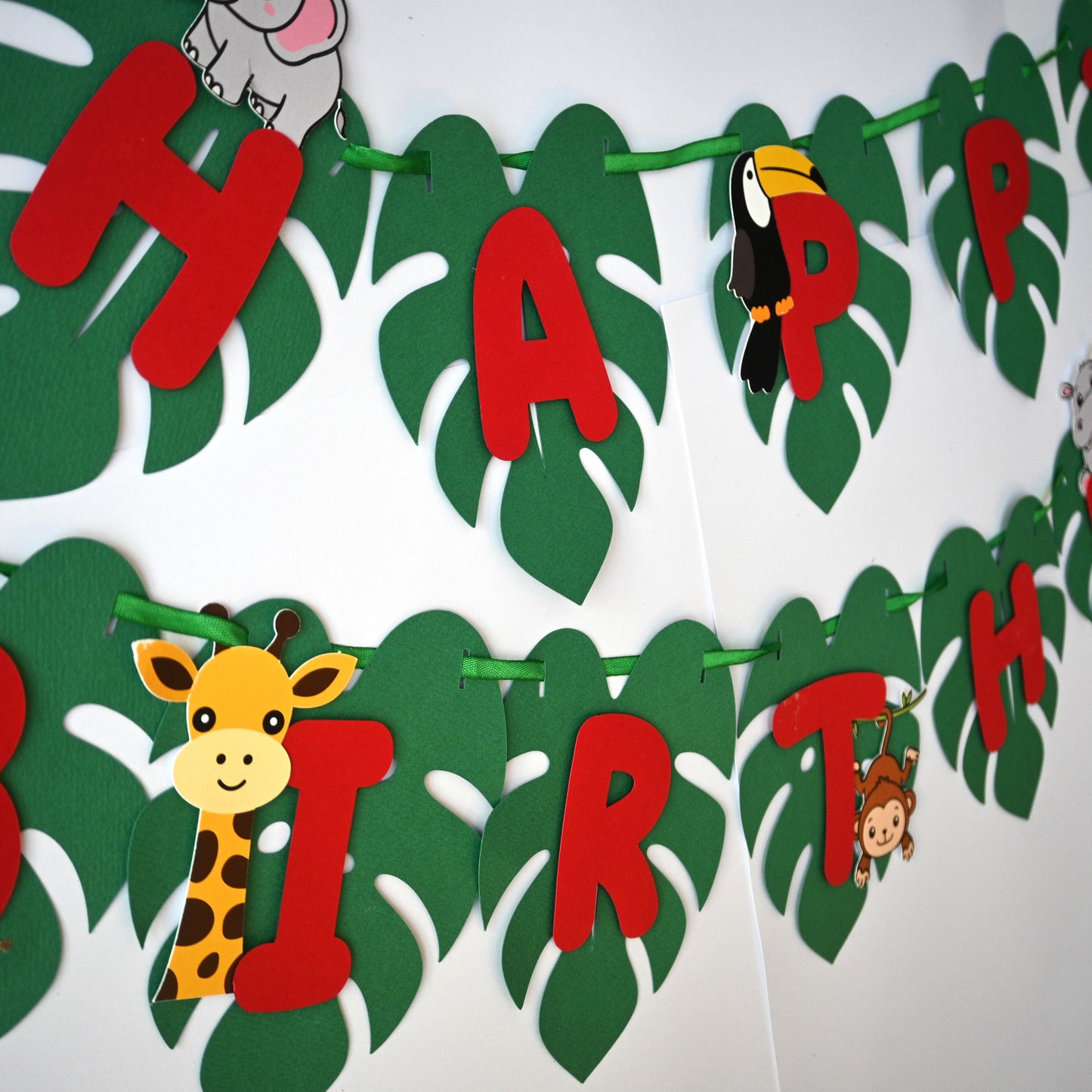 Jungle Theme Banner - Handcrafted Party Decoration (Optional Name & Age Customization)