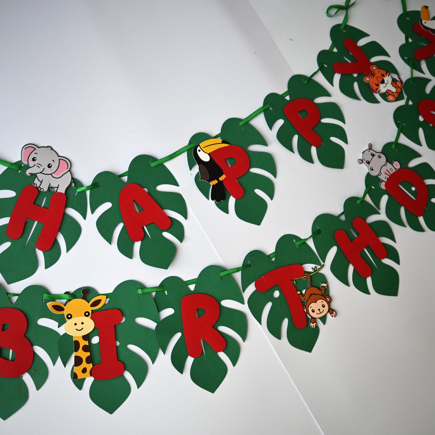 Jungle Theme Banner - Handcrafted Party Decoration (Optional Name & Age Customization)