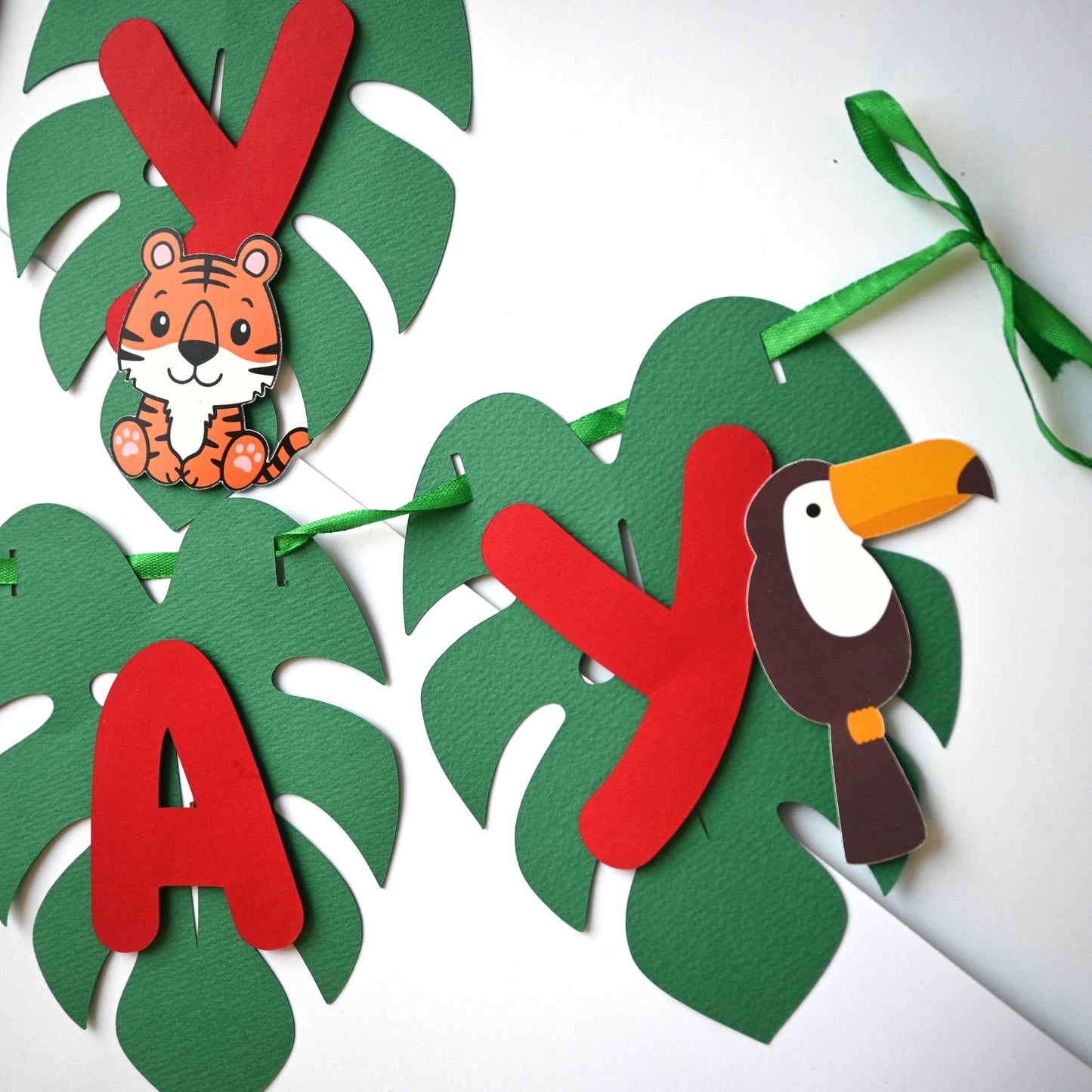 Jungle Theme Banner - Handcrafted Party Decoration (Optional Name & Age Customization)