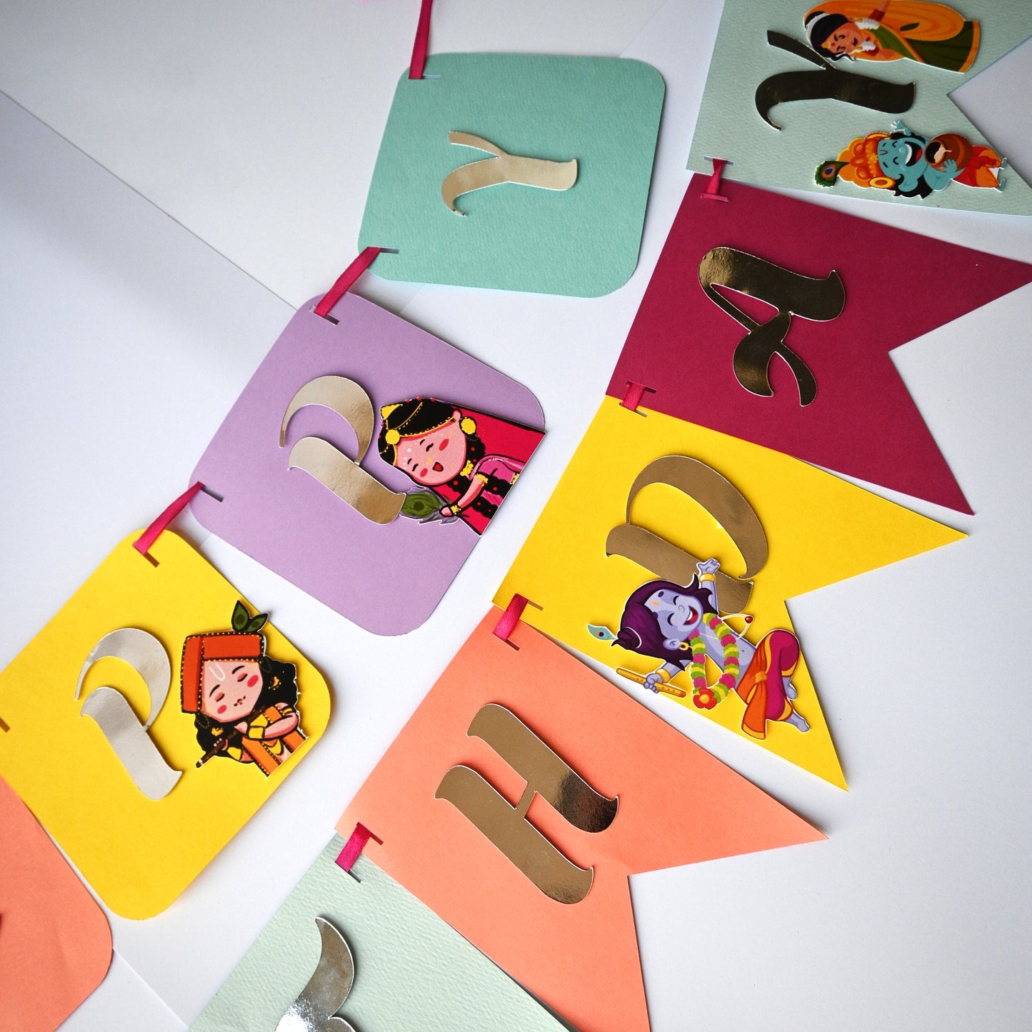 Krishna Theme Banner - Handcrafted Party Decoration (Optional Name & Age Customization)