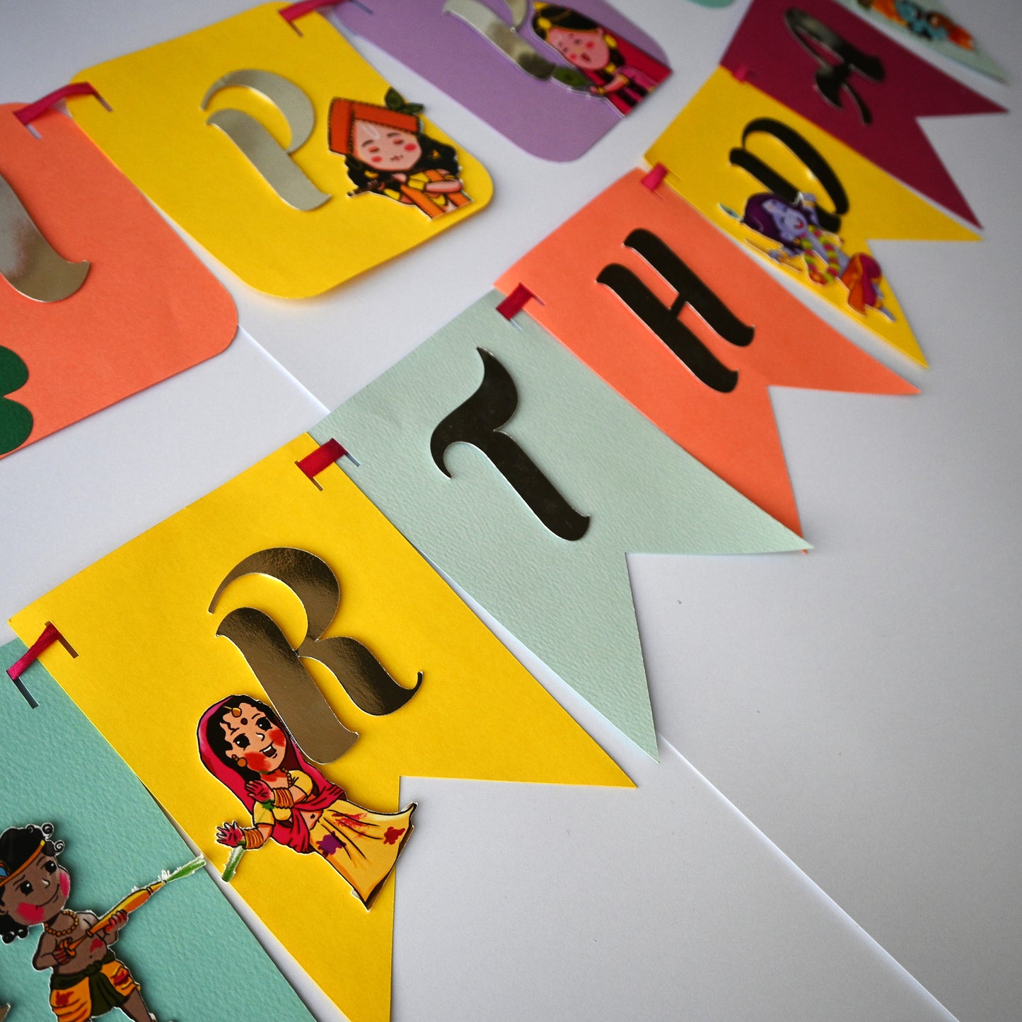 Krishna Theme Banner - Handcrafted Party Decoration (Optional Name & Age Customization)
