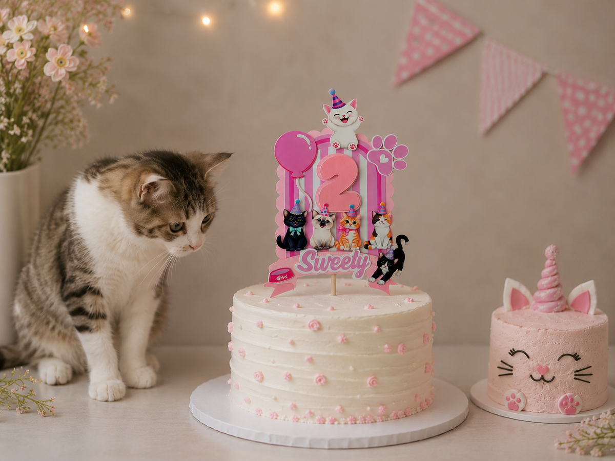 Handcrafted Cat Cake Topper
