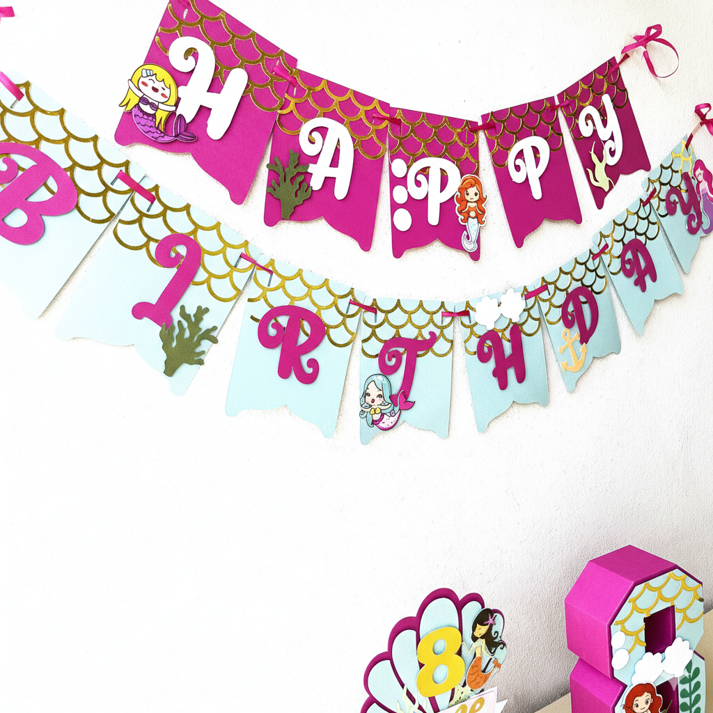 Handcrafted Mermaid Birthday Banner