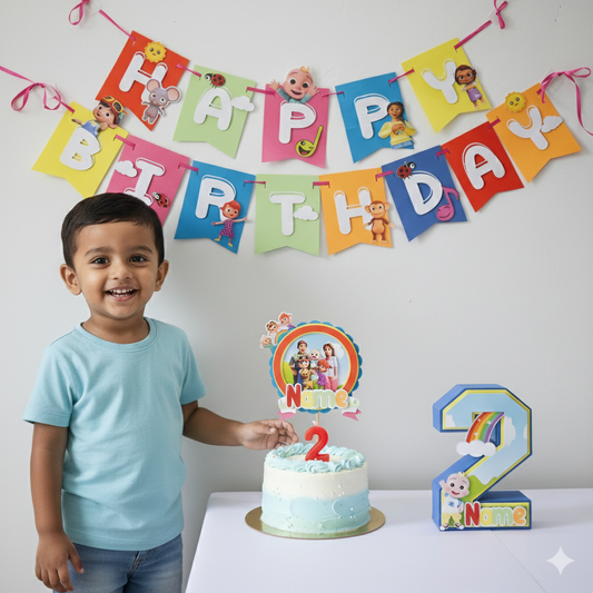 Cocomelon Party Pack - 3DLetter  Cake Topper,  & Banner