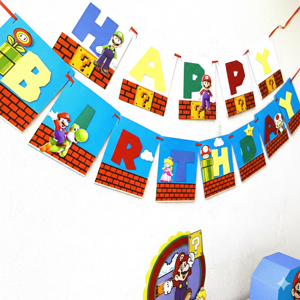 Mario Party Pack - 3D Letter, Cake Topper & Banner
