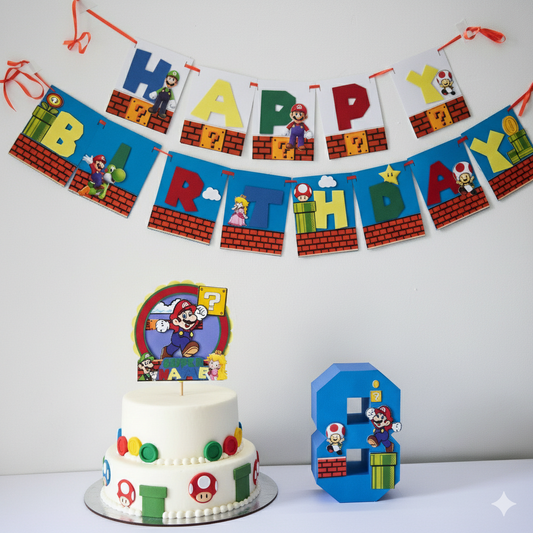 Mario Party Pack - 3D Letter, Cake Topper & Banner