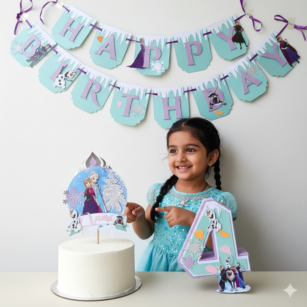 Frozen Party Pack - 3D Letter, Cake Topper & Banner