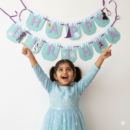 Handcrafted Frozen Birthday Banner - Personalized Elsa & Anna Party Décor