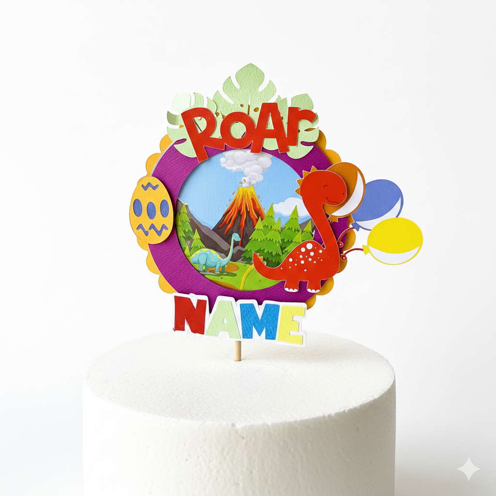 Dinosaur  Party Pack - 3DLetter  Cake Topper,  & Banner