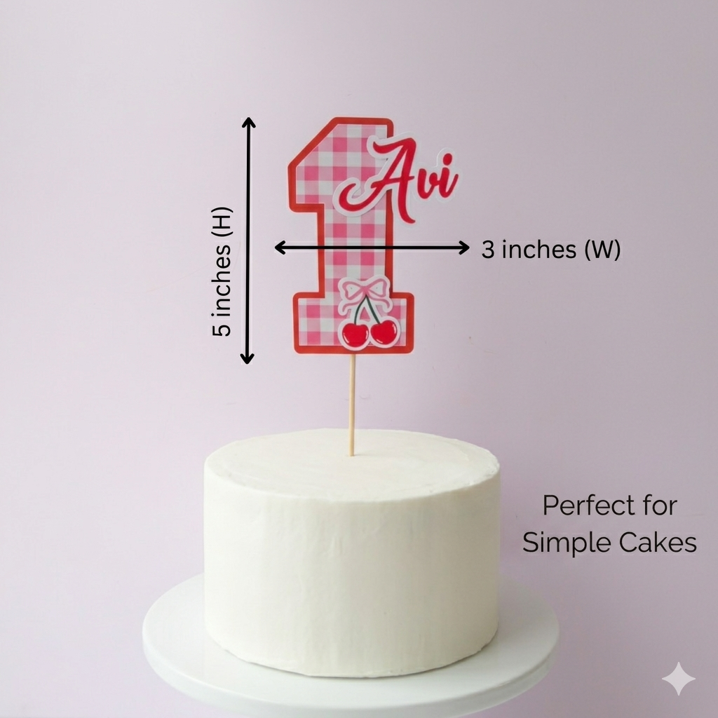 Cherry Small Cake Topper – Handcrafted Party Decoration