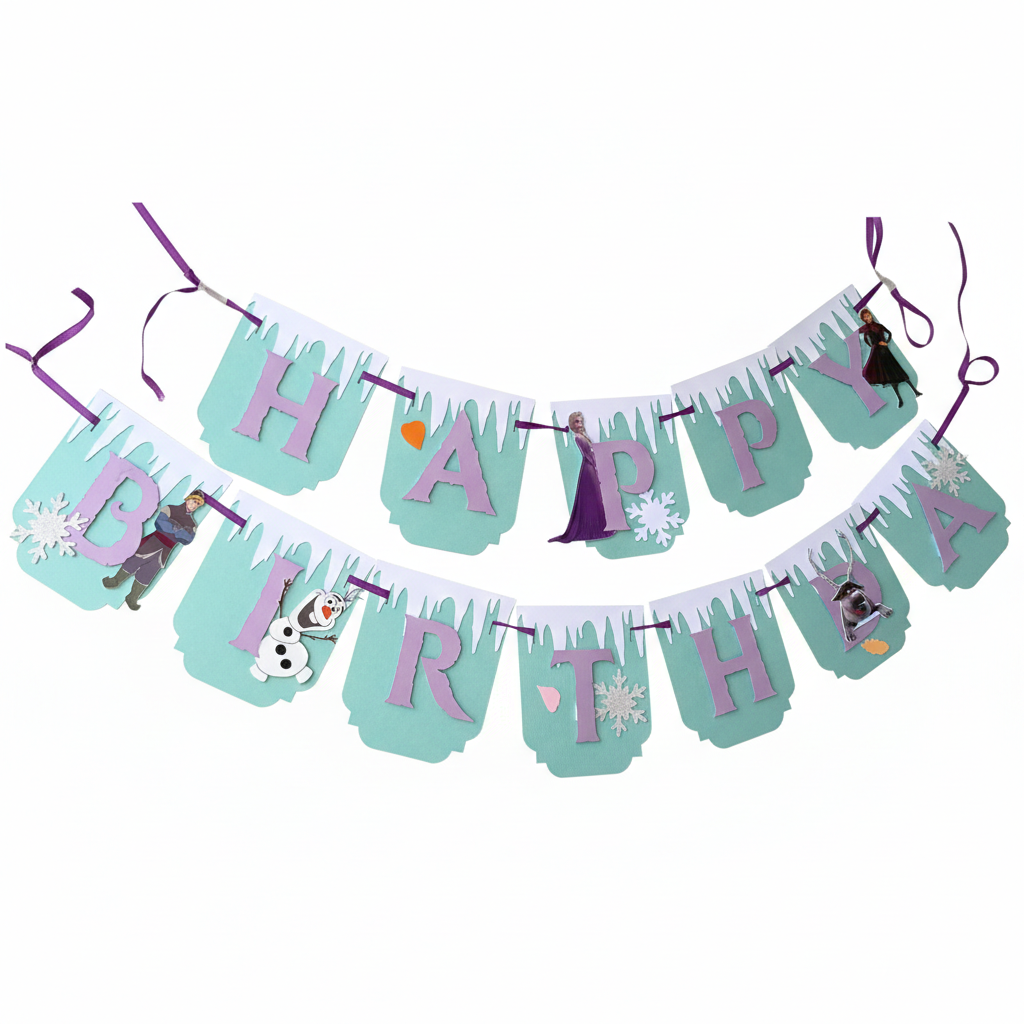 Handcrafted Frozen Birthday Banner - Personalized Elsa & Anna Party Décor