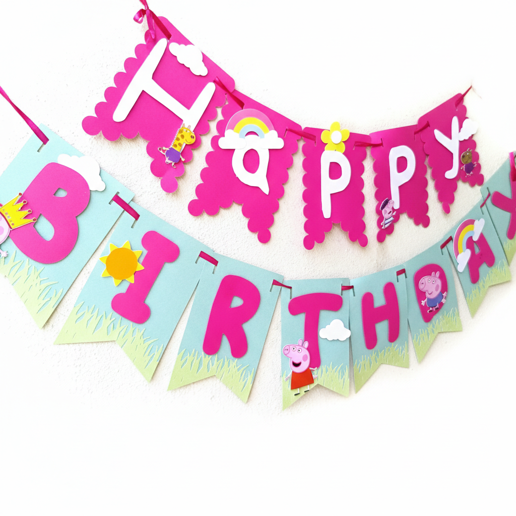Peppa Pig Party Pack - 3D Letter, Cake Topper & Banner